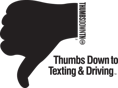 Thumbs down to texting & driving logo